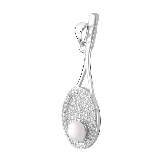 Silver pendant with fianites, pearls
