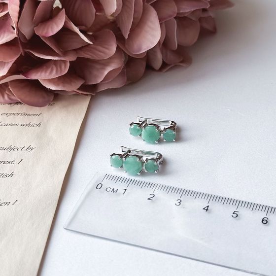 Срібні сережки зі смарагдом 4,557 карата