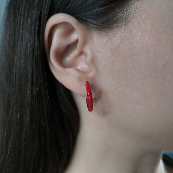 Срібні сережки з фіанітами, емаллю