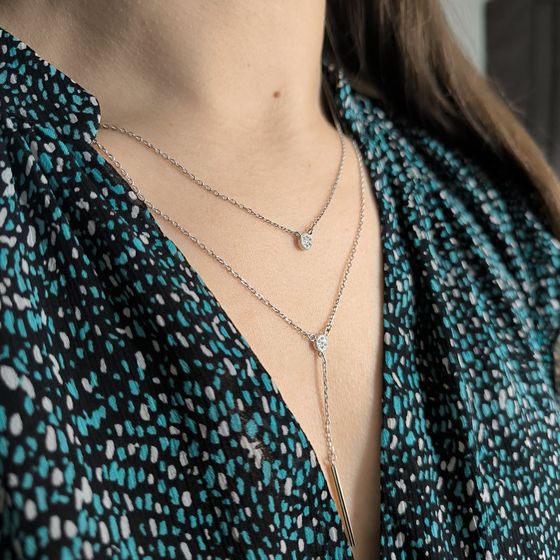 Срібне кольє з фіанітами