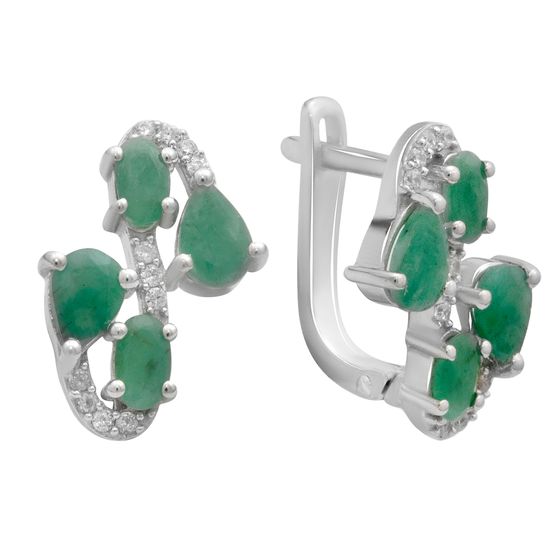 Срібні сережки зі смарагдом 2.622ct
