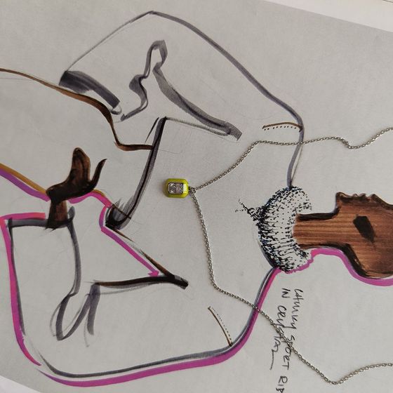 Silver necklace with phianites, semallu