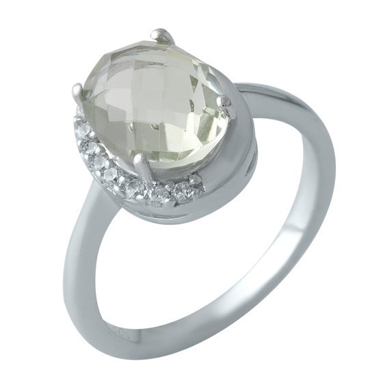 Серебряное кольцо с зеленим аметистом 2.825ct
