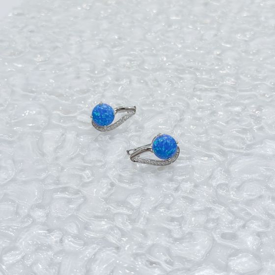Sterling silver earrings with opal 3.44ct, phianites