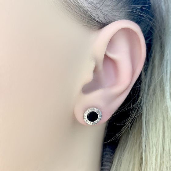 Срібні сережки без каміння, емалью