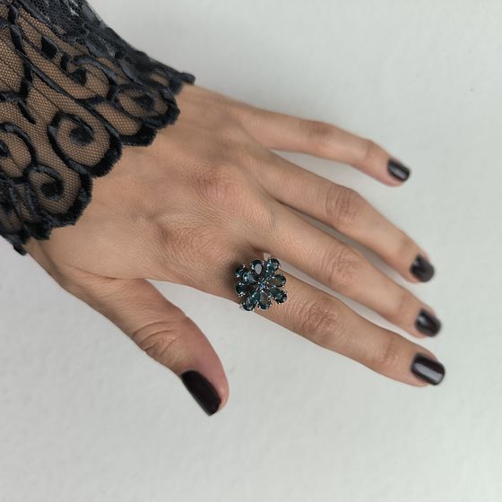 Срібна каблучка з топазом «Лондон Блю», топазом