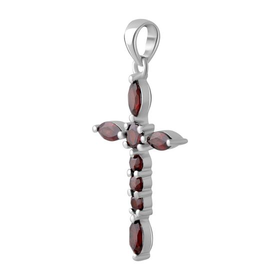 Sterling silver cross with garnet 2.008ct