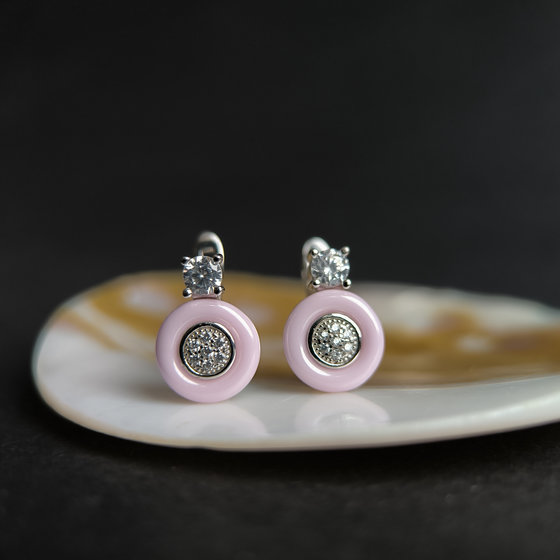 Silver earrings with ceramics