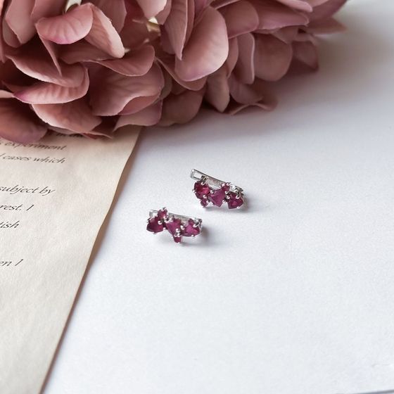 Серебряные серьги с рубином 1.162ct