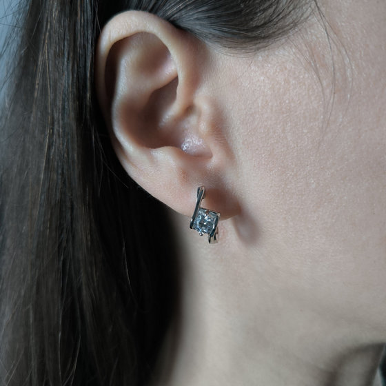Silver earrings with cubic zirconia
