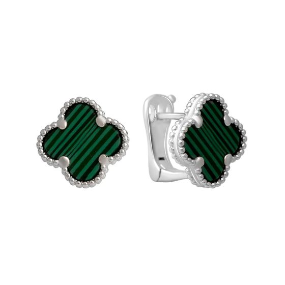 Silver earrings with malachite