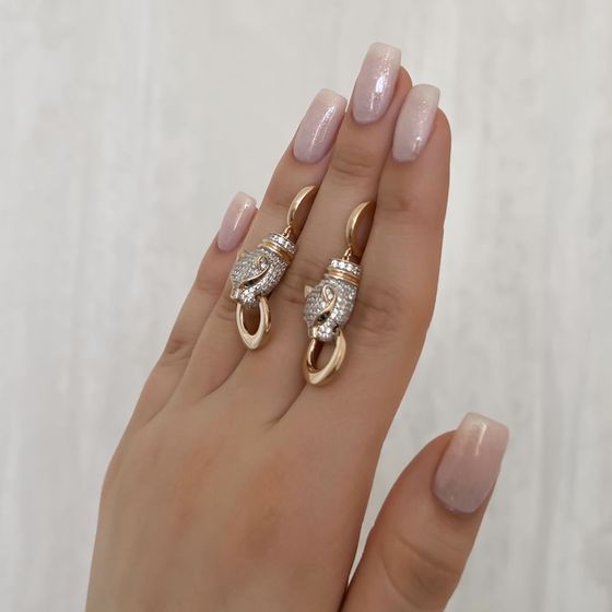 Золоті сережки з фіанітами 1.4ct