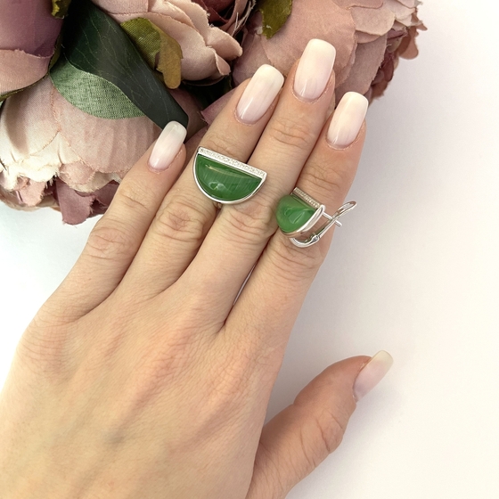 Срібні сережки з котячим оком