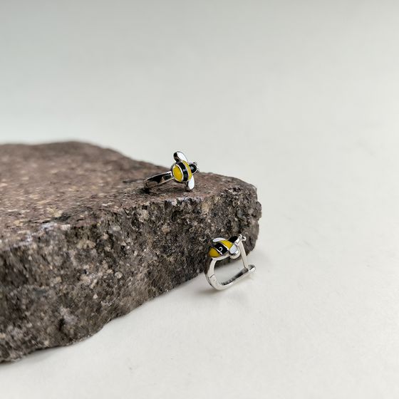 Срібні сережки з емаллю