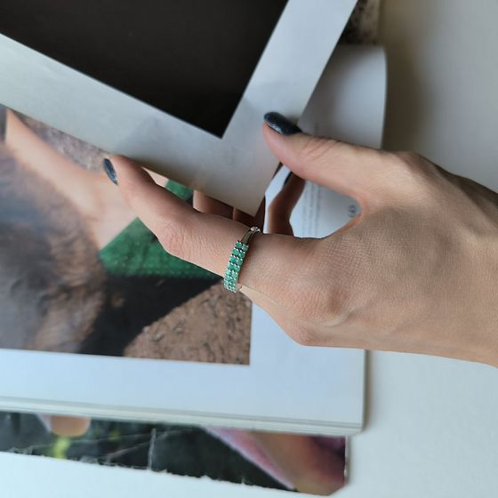 Серебряное кольцо с изумрудом 1.092ct