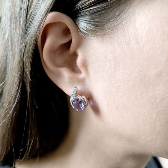 Срібні сережки з аметистом 5.312ct