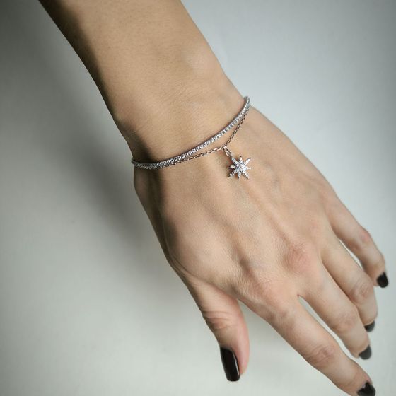 Серебряный браслет с фианитами