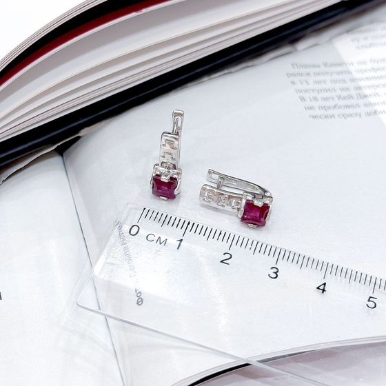 Silver earrings with ruby 1.76ct