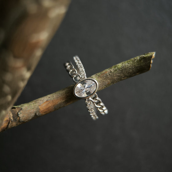 Silver ring with cubic zirconia