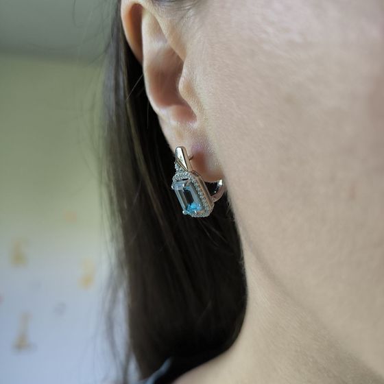 Серебряные серьги с топазом 6.572ct