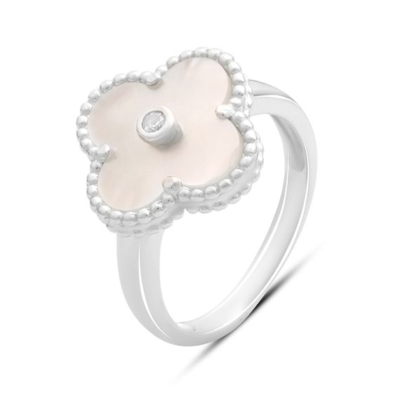 Silver ring with mother-of-pearl, phyanites