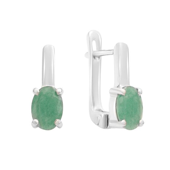 Серебряные серьги с изумрудом 1.385ct