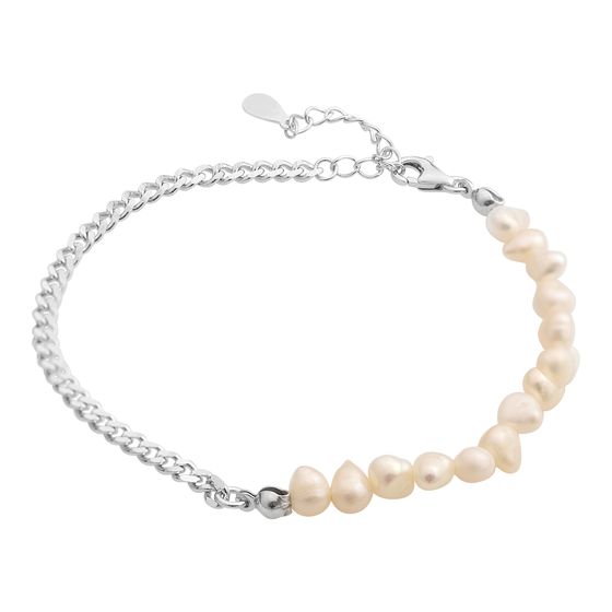 Silver bracelet with baroque pearls