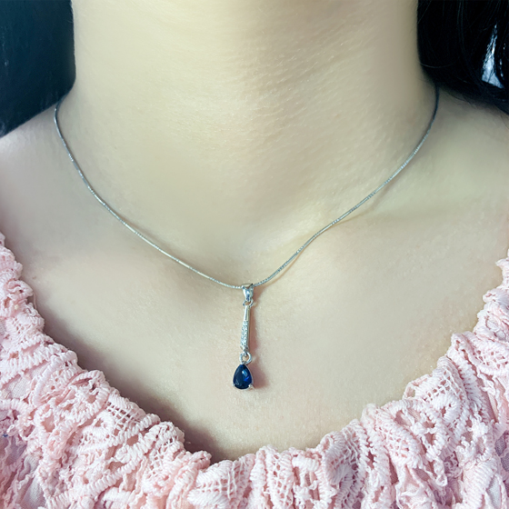 Silver pendant with a 1.643-carat nano sapphire