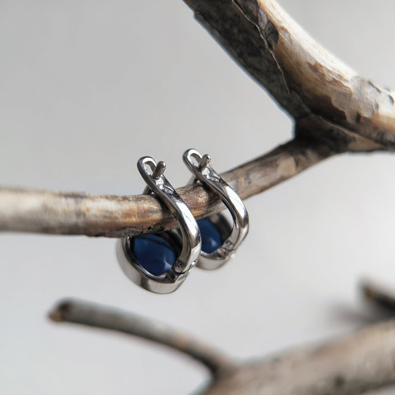 Срібні сережки з сапфіром nano 4.52ct