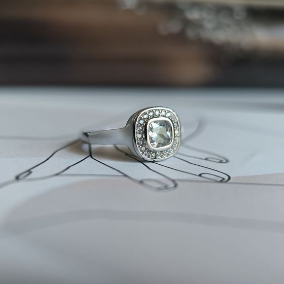 Silver ring with yemallu, fianites