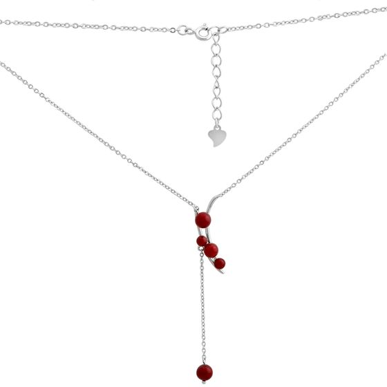 Silver necklace with coral