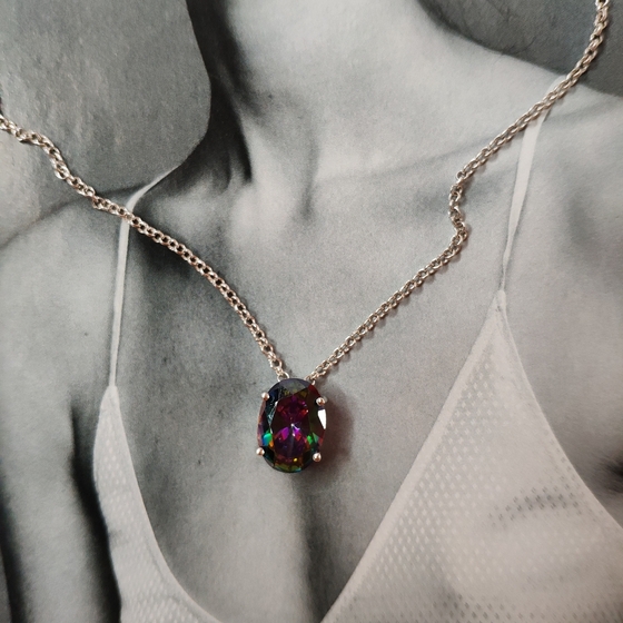 Срібне кольє з містик топазом 9.78ct