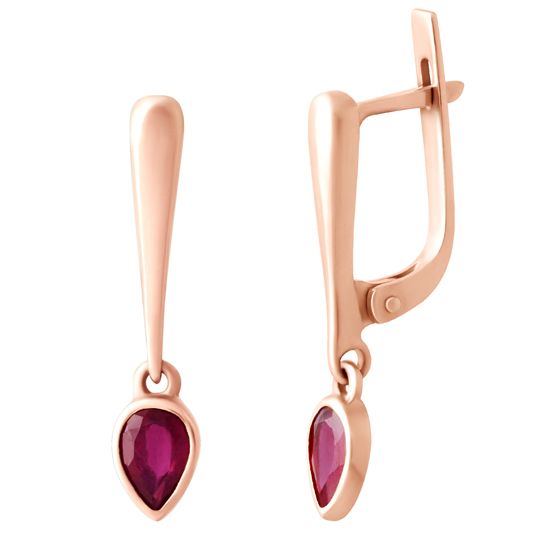 Золотые серьги с рубином 1.1ct
