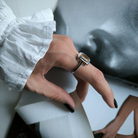 Серебряное кольцо с цитрином nano 3.138ct