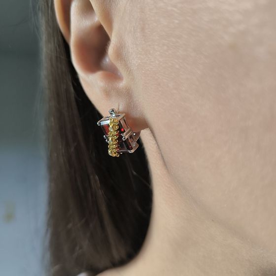 Срібні сережки з гранатом 8.27ct