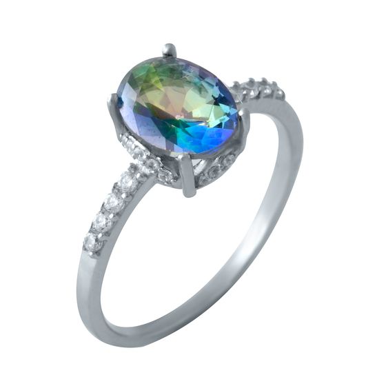 Silver ring with a 1.62-carat mystic topaz