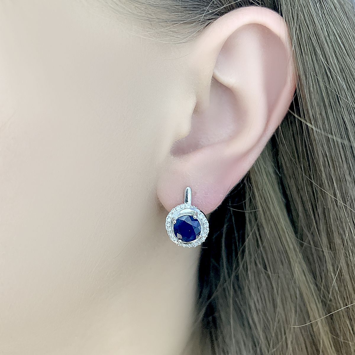 Срібні сережки з сапфіром 4.3ct