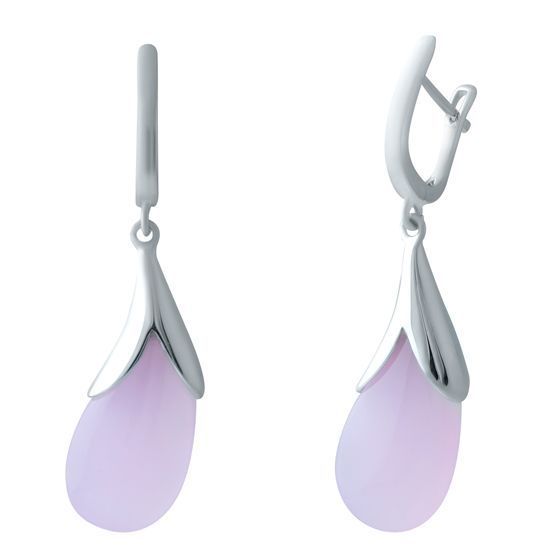 Серебряные серьги с розовым кварцем
