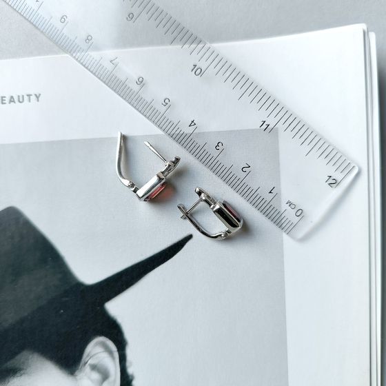 Silver earrings with a 3.81-carat garnet