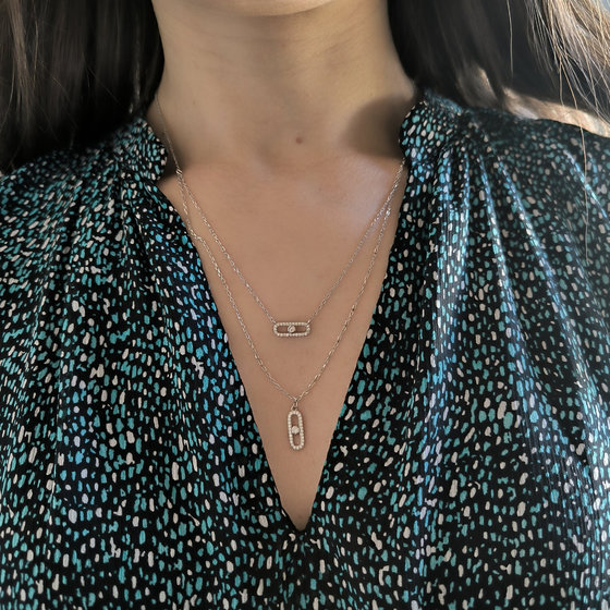 Silver necklace with cubic zirconia