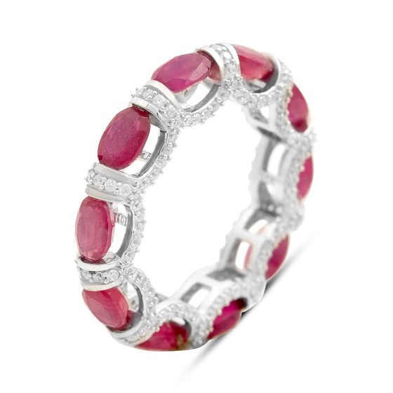 Срібне кільце з рубіном 8.664ct, фіанітами