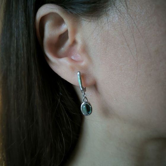 Серебряные серьги с топазом Лондон Блю 2.18ct