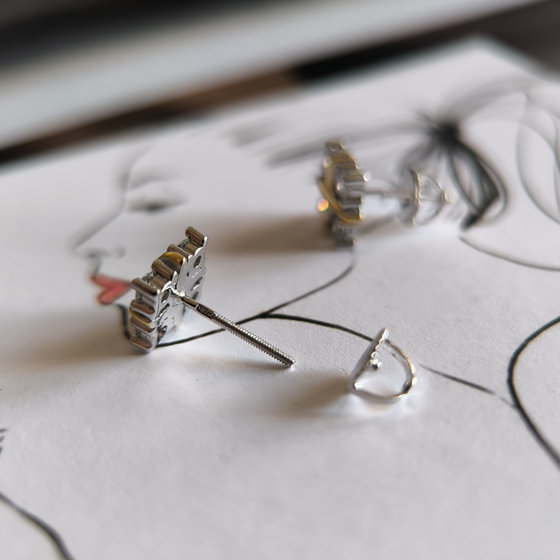 Silver earrings with Phianites