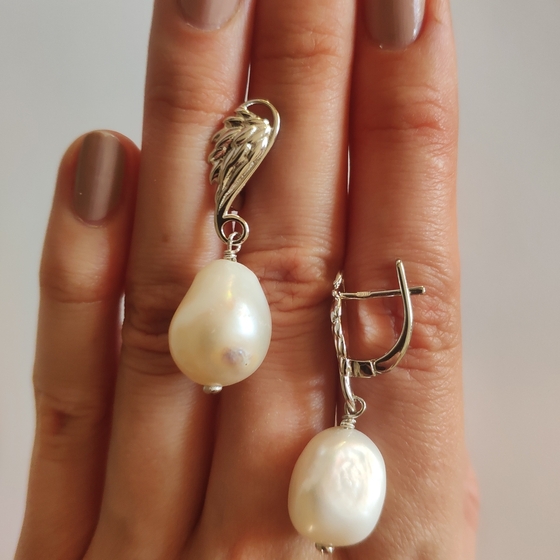 Срібні сережки з перлами бароковими 29.025ct