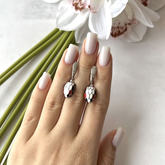 Срібні сережки з емаллю