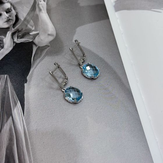 Срібні сережки з топазом 10,883 карата