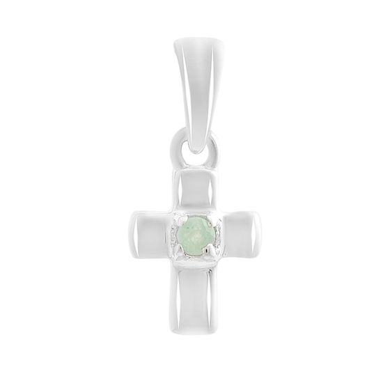 Срібний хрестик зі смарагдом 0.041ct