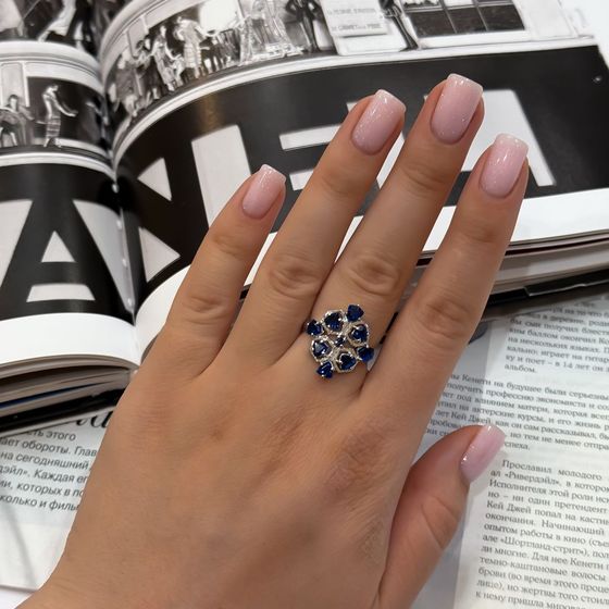 Silver ring with sapphire nano 1.578ct