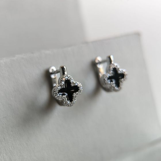 Срібні сережки з емаллю