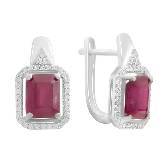 Silver earrings with ruby